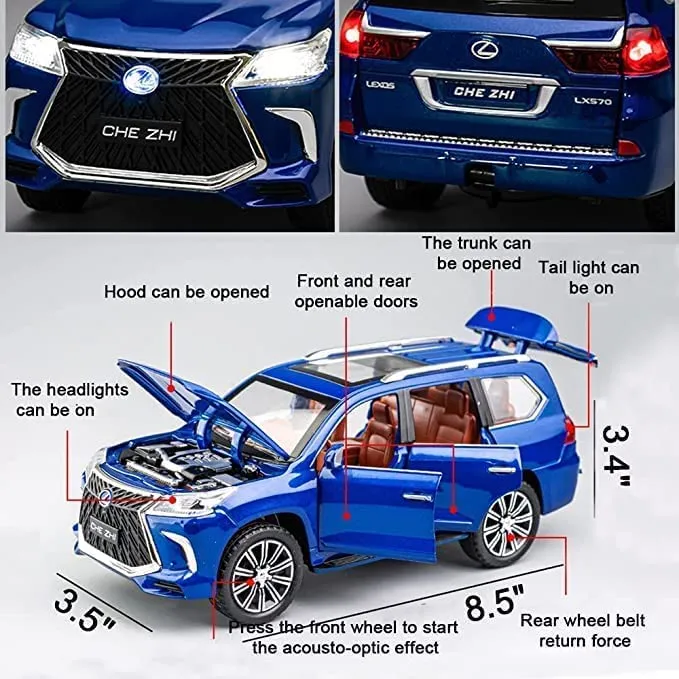 1:24 LEXUS 570 SUV PULL BACK DIECAST METAL CAR MODEL WITH SOUND LIGHT BOYS GIFTS TOYS FOR KIDS 【 COLOR AS PER STOCK 】