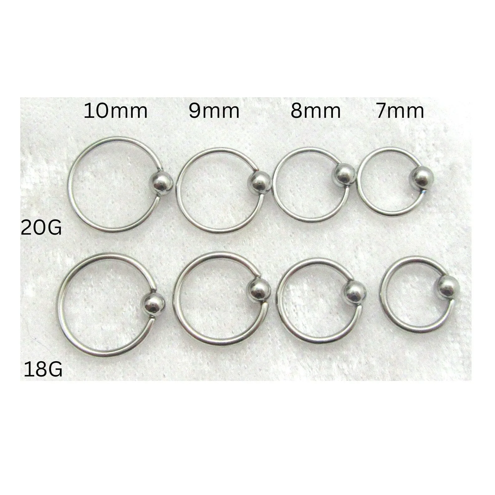 20G 18G Nose Hoop Nose Ring Nostril Hoop Ring 20 gauge 18 gauge Bead Attached 10mm 9mm 8mm 7mm Nose Ring