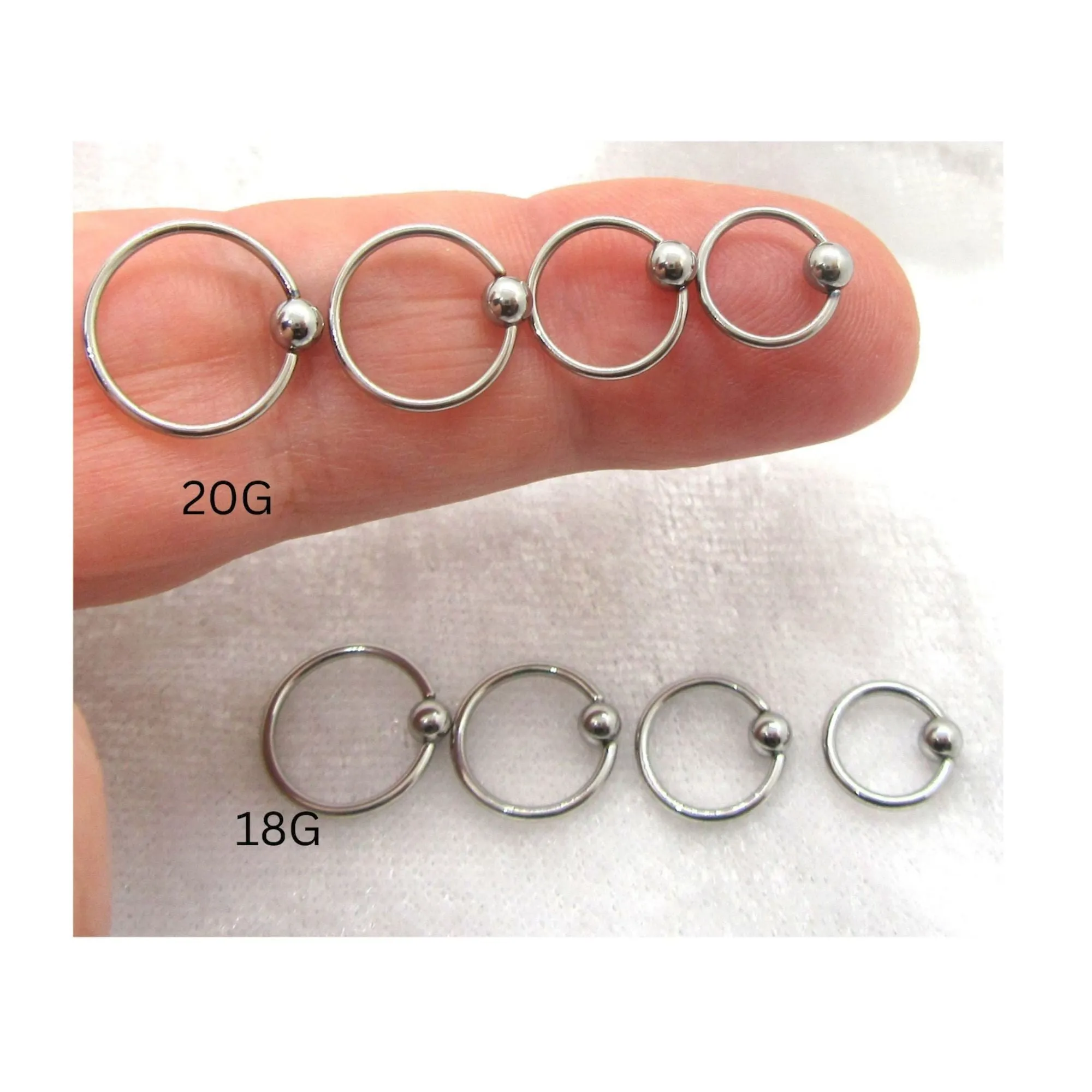 20G 18G Nose Hoop Nose Ring Nostril Hoop Ring 20 gauge 18 gauge Bead Attached 10mm 9mm 8mm 7mm Nose Ring