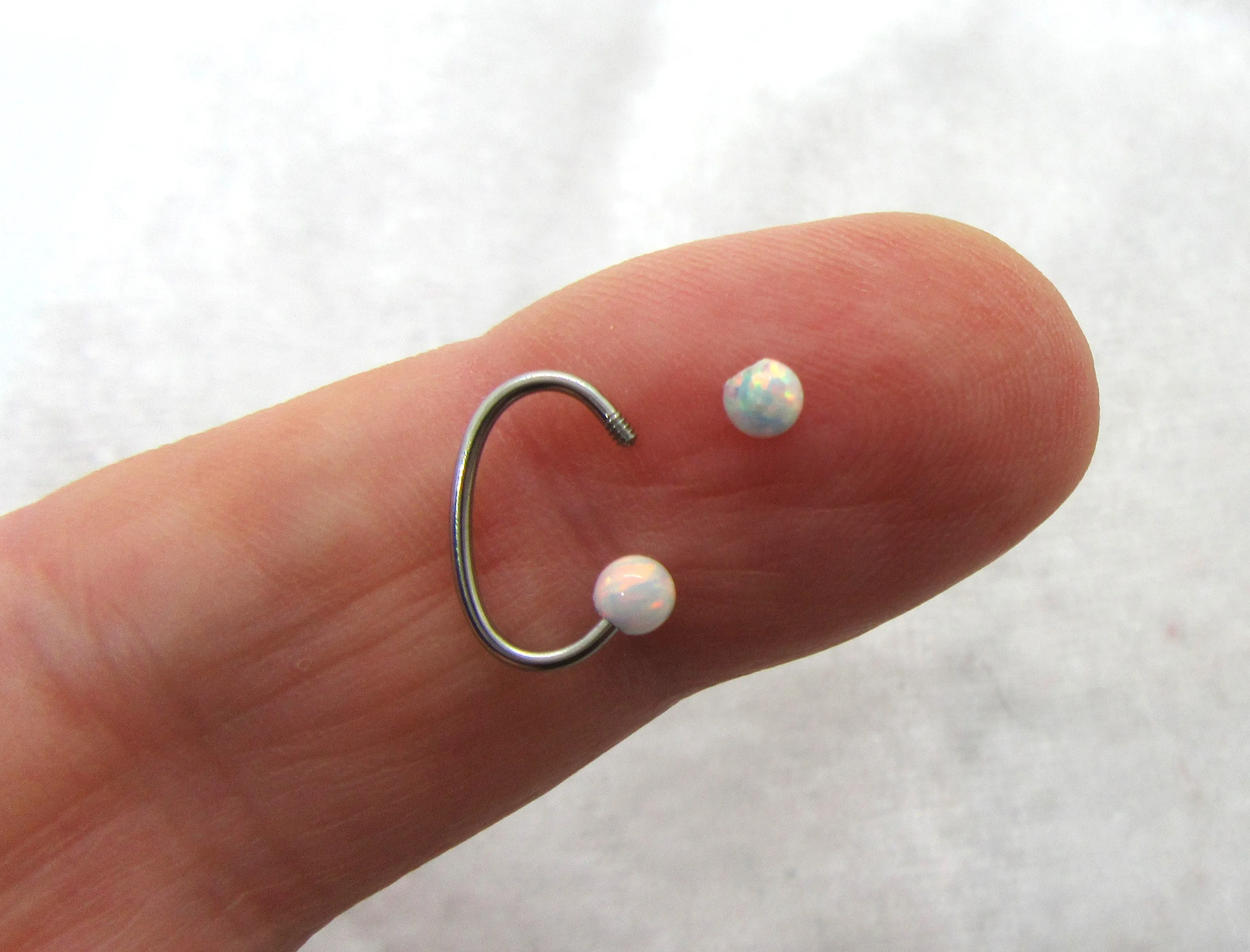 20G Double Opal Oval Nose Hoop Nose Ring Nostril Hoop Ring 20 gauge Unique Nose Hoop Snug Nose Ring