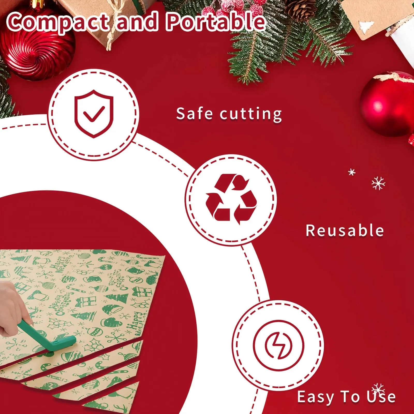 6-Pcs Easy-Glide Wrapping Paper Cutter Set – Safe, Battery-Free, and Perfect for Home, Office, or Classroom Use (6 Colors)