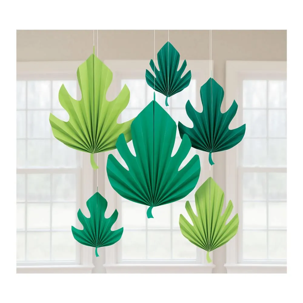 Amscan Palm Leaf Fans Hanging Decorations 6pk