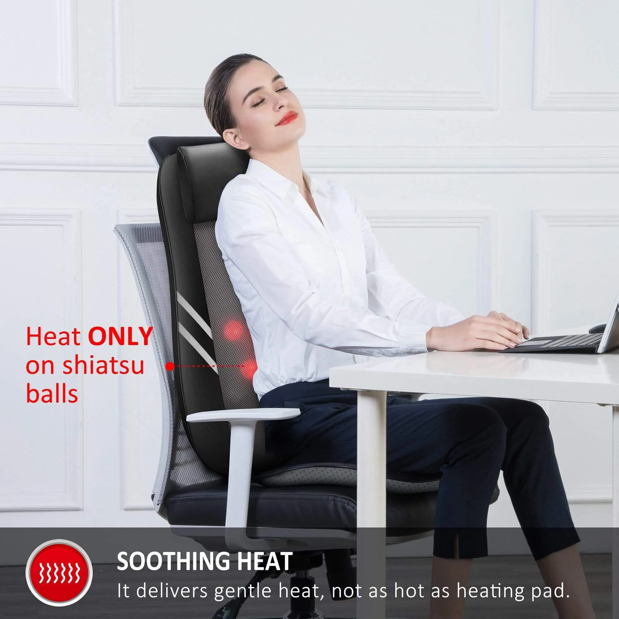 Back Massager with Heat，Rolling Kneading Seat Massager & Massage Chair Pad - 296