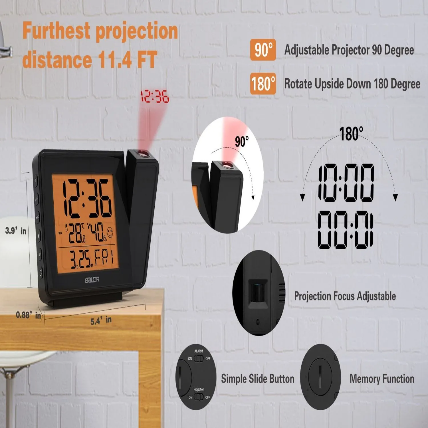 BALDR Projection Alarm Clock