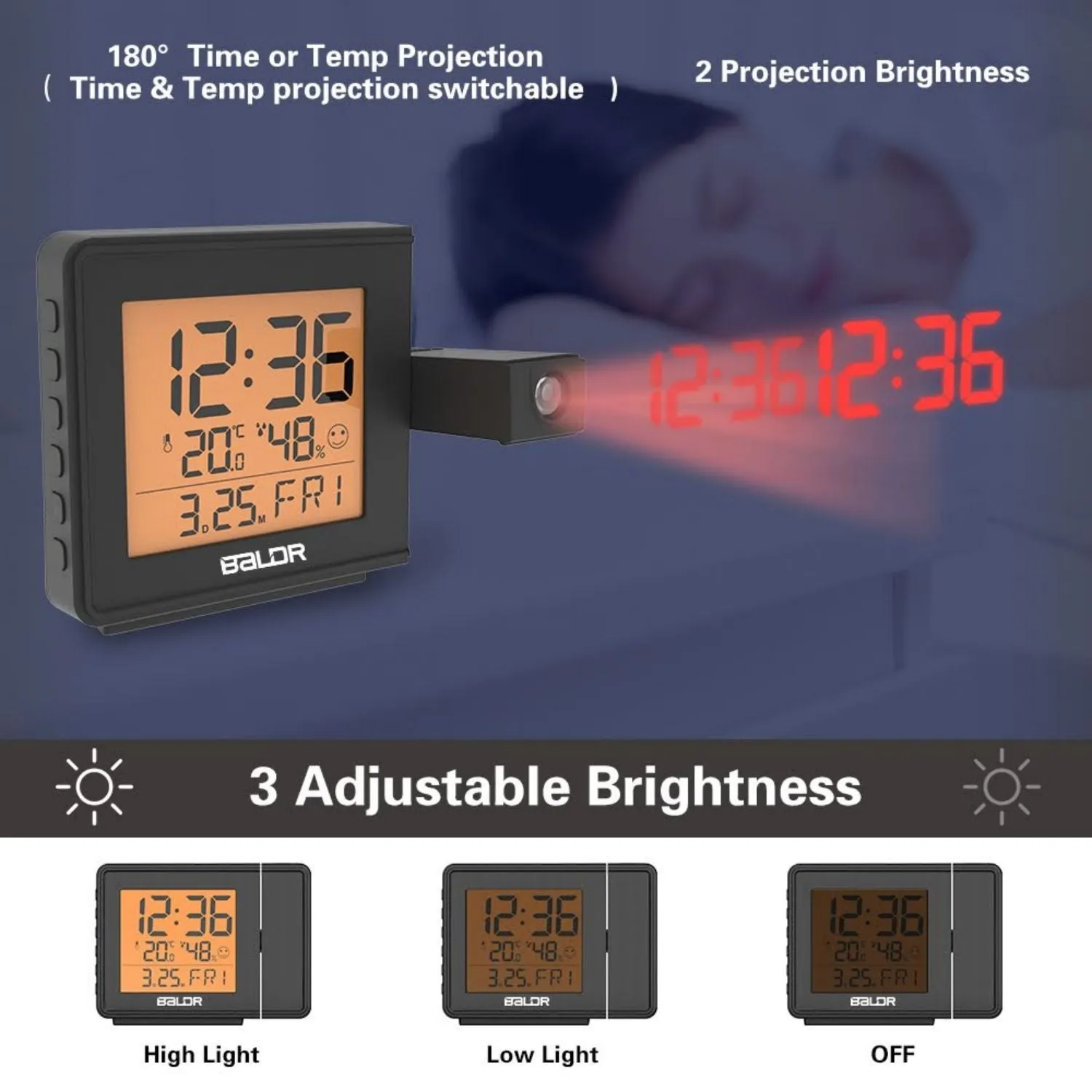 BALDR Projection Alarm Clock