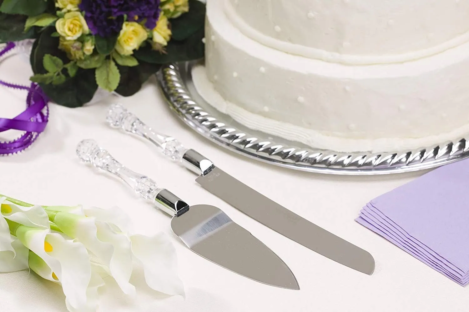 Black Olive Cake Cutter Knife with Serving Tool for Cake Fancy Designer Cake Decoration Tools with Acrylic Handle for Pizza, Cake, and Multiple Use.