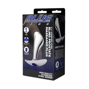 Blue Line 2.5"  Stainless Steal Bling Prostate Massager Plug