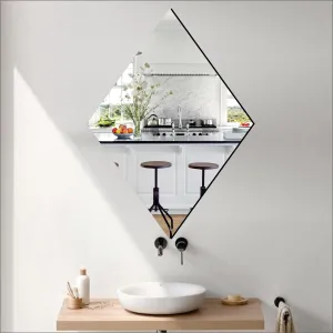 Bnezz - Self Adhesive Wall Mirror Stickers Big Size (30x20) Cm Frameless Mirror for Wall Stickers | Mirror for Bathroom | Bedroom | Wash Basin Flexible Mirror Sheets for Wall (DiamondMirror)