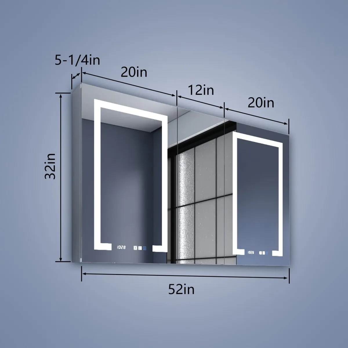 Boost-M2 52" W x 32" H Combination Medicine Cabinet with Mirror led Lighted Medicine Cabinet