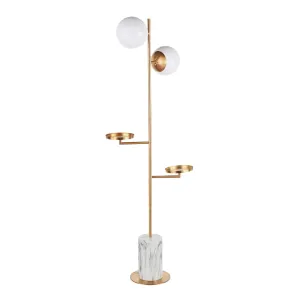 Butler Contemporary/Glam Floor Lamp in Gold Metal with White Marble Base by LumiSource