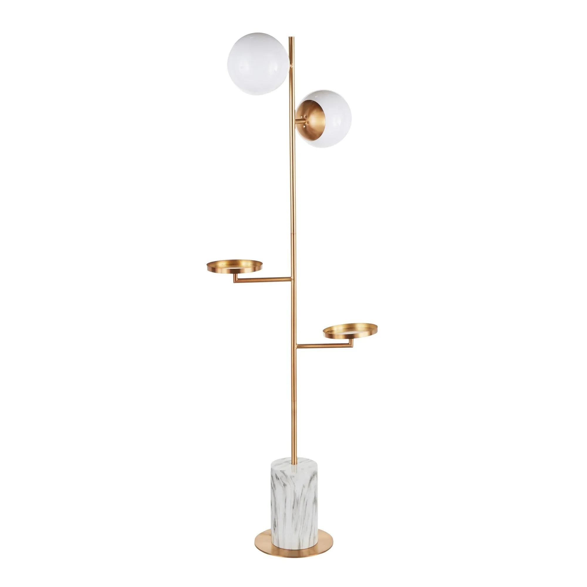 Butler Contemporary/Glam Floor Lamp in Gold Metal with White Marble Base by LumiSource