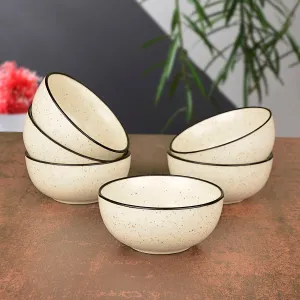 Ceramic Matt Finish Serving Bowls (200 ml , Set of 6, White)