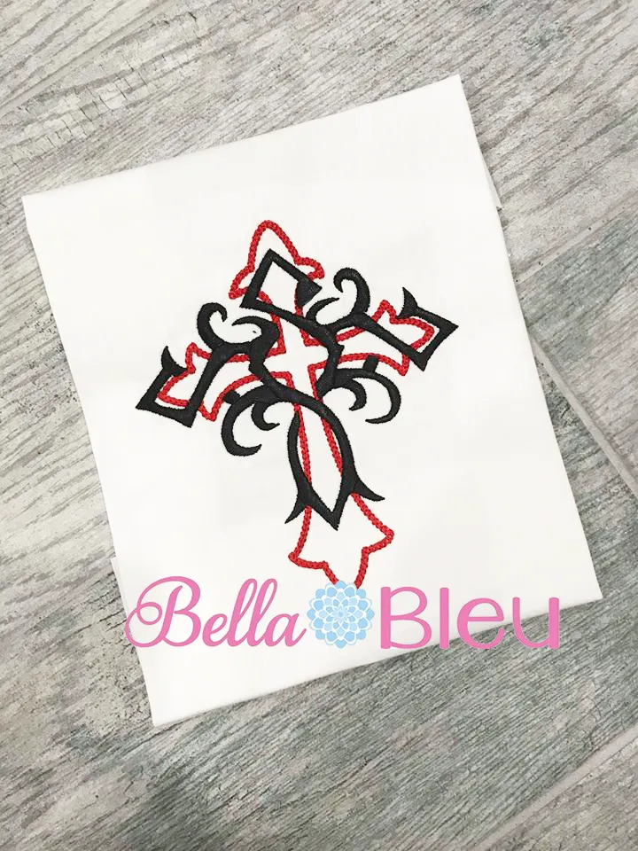 Cross with Swirls Applique Embroidery Design SL