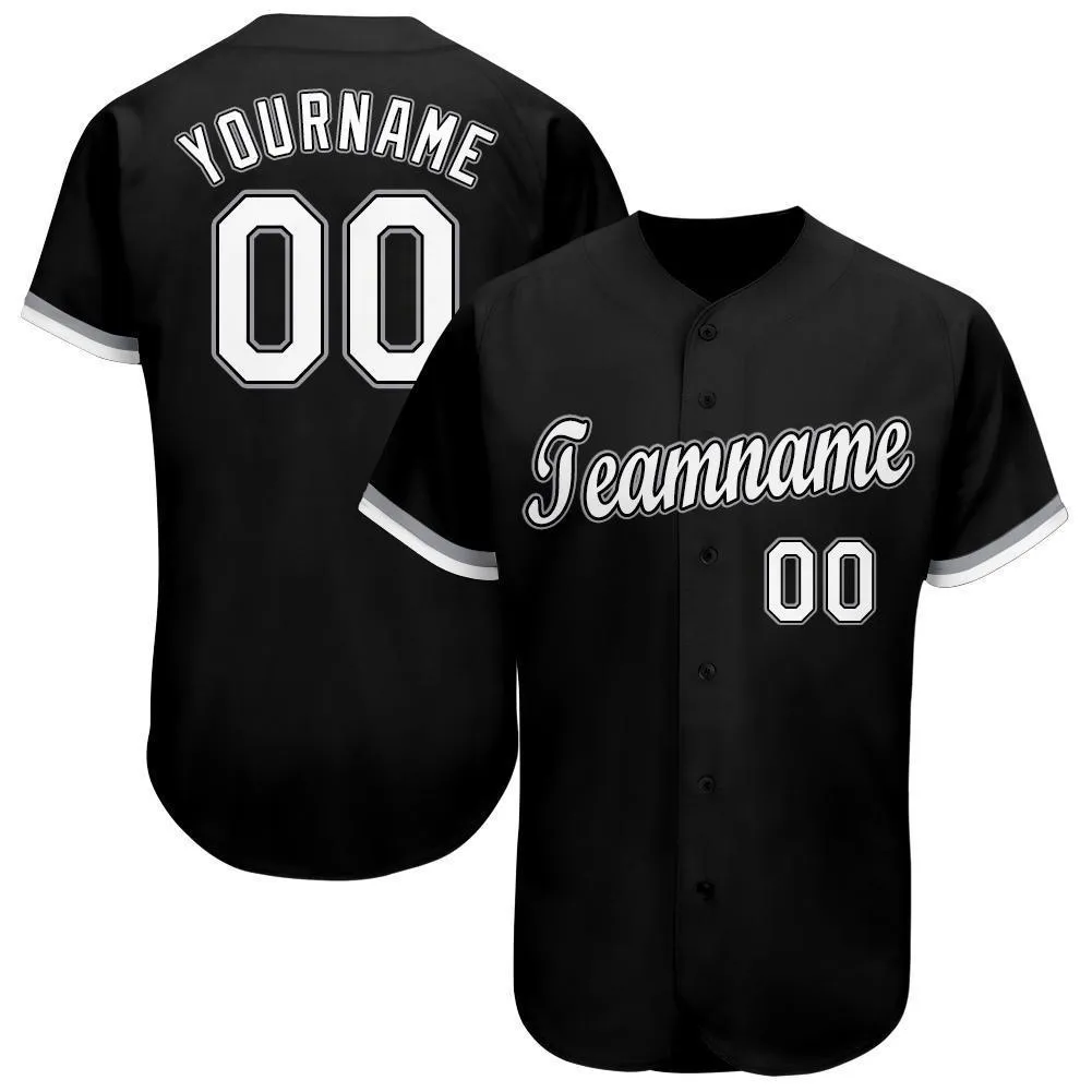 Custom Black White-Gray Baseball Jersey