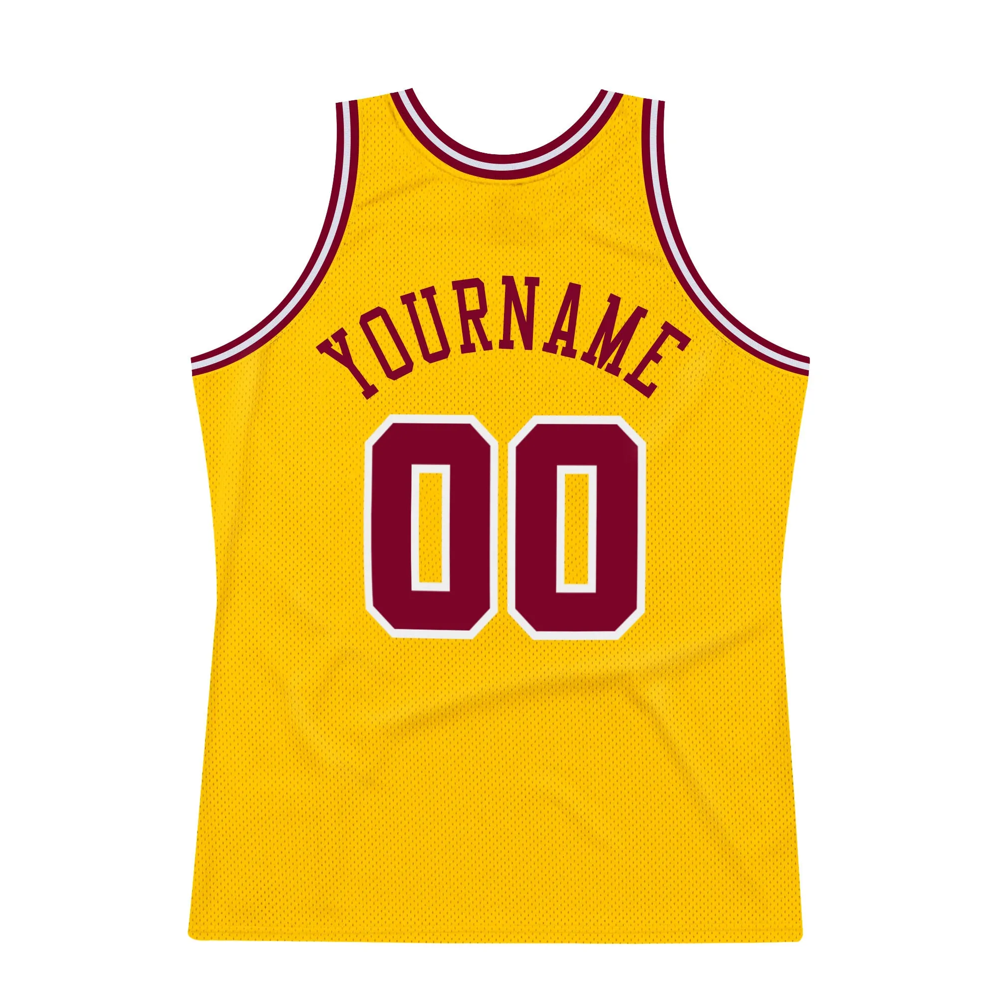 Custom Gold Maroon-White Authentic Throwback Basketball Jersey