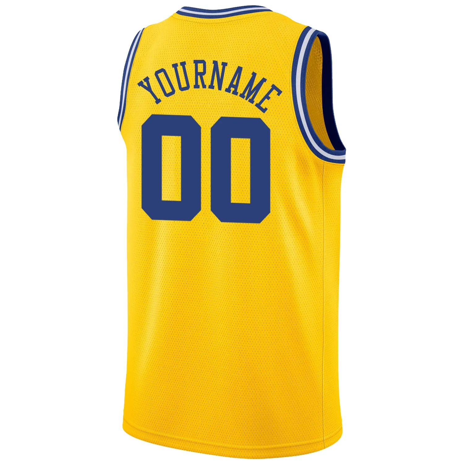 Custom Gold Royal-White Round Neck Rib-Knit Basketball Jersey