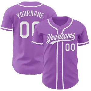 Custom Medium Purple White Authentic Baseball Jersey