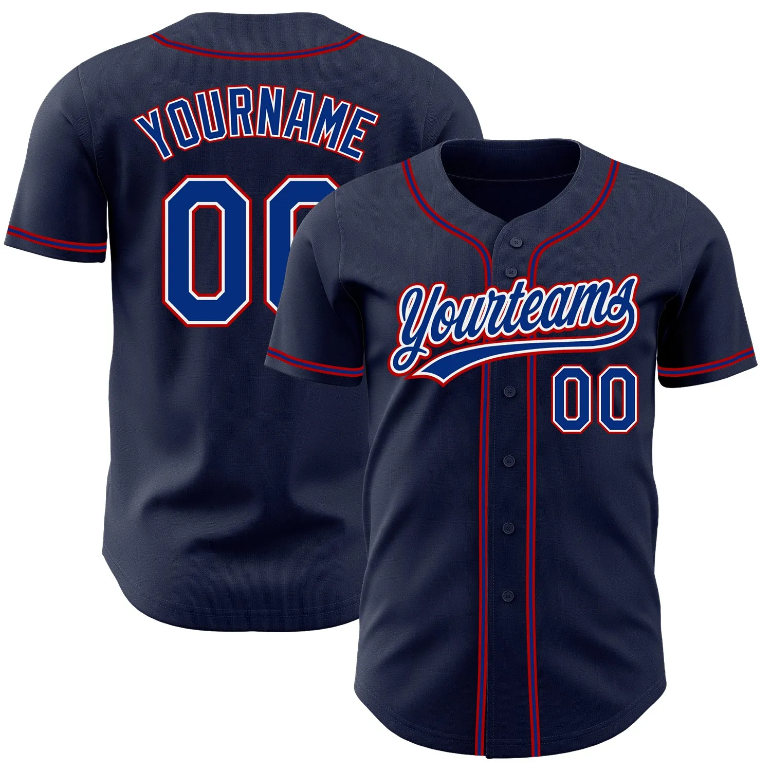 Custom Navy Royal-Red Authentic Baseball Jersey