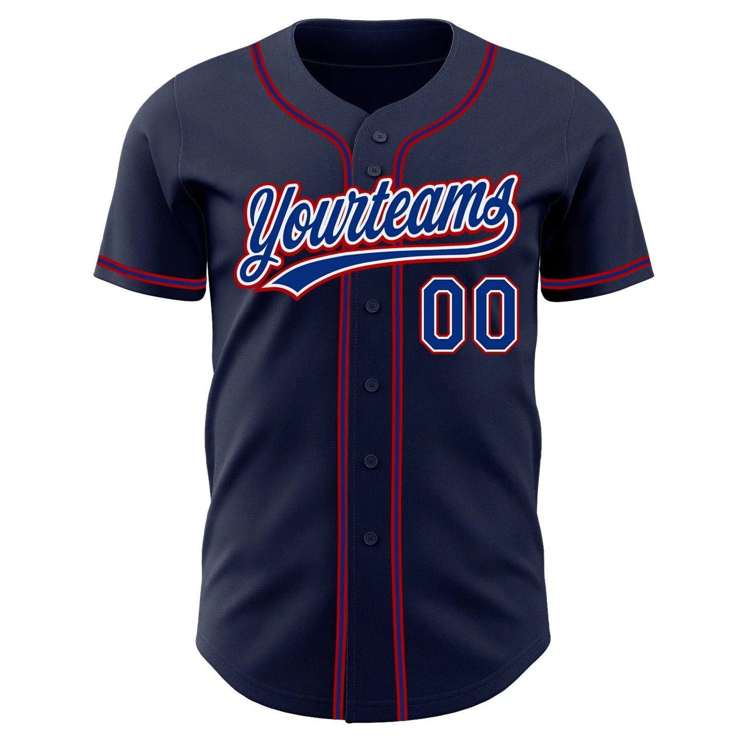 Custom Navy Royal-Red Authentic Baseball Jersey