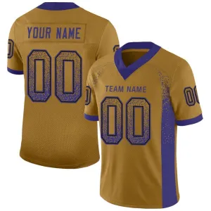 Custom Old Gold Purple-Black Mesh Drift Fashion Football Jersey