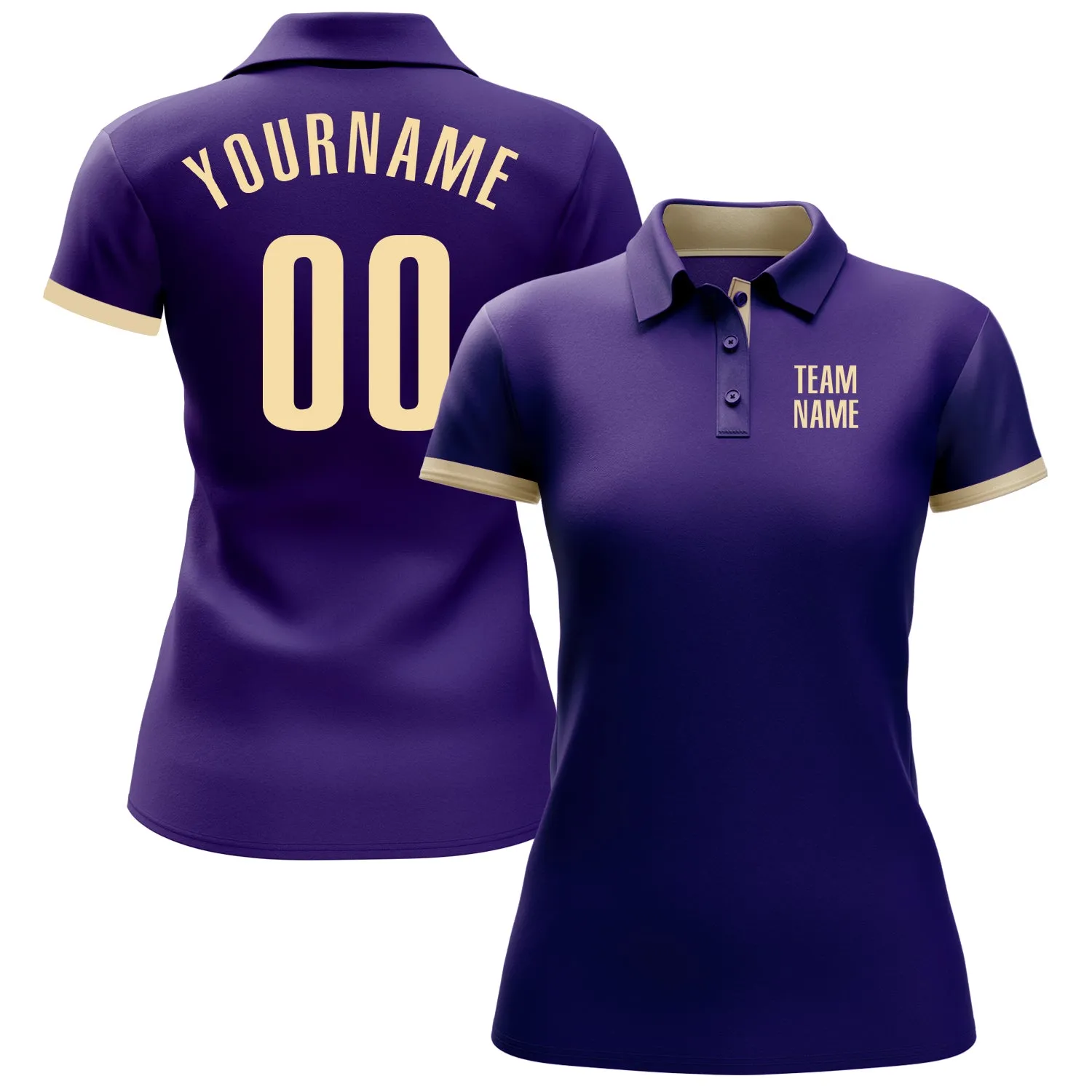 Custom Purple Cream Performance Golf Polo Shirt