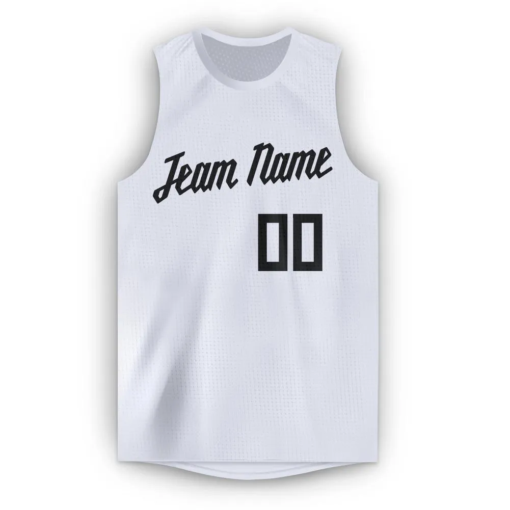 Custom White Black Round Neck Basketball Jersey