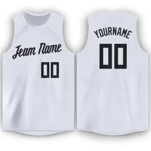 Custom White Black Round Neck Basketball Jersey