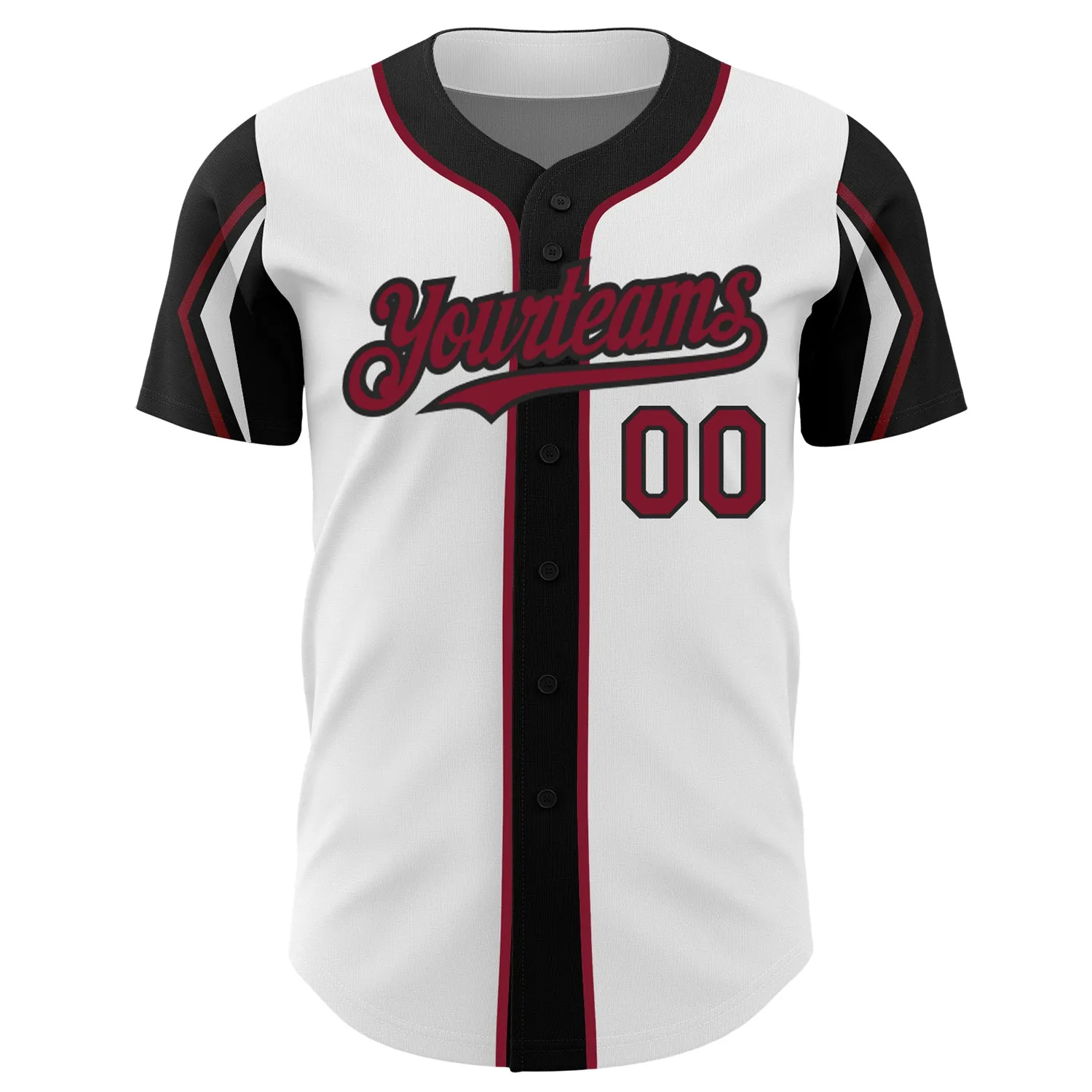 Custom White Crimson-Black 3 Colors Arm Shapes Authentic Baseball Jersey