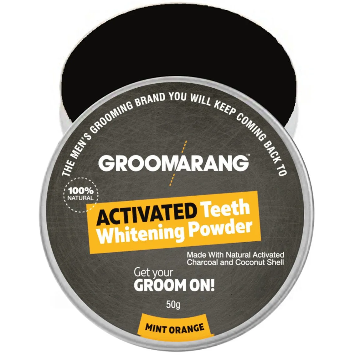 Groomarang Activated Teeth Whitening Charcoal Powder, Bamboo Toothbrush & Miswak Twin Pack