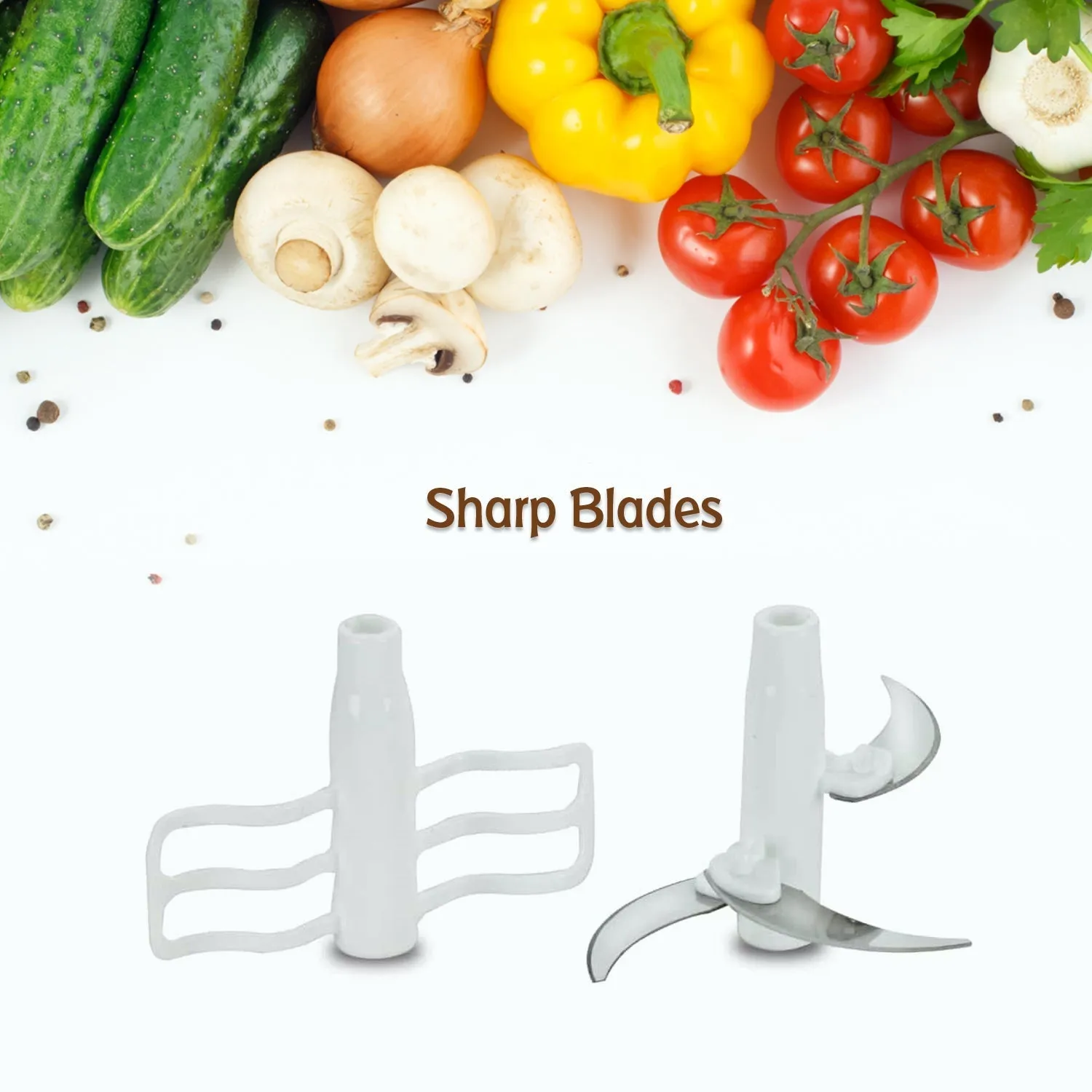 Hand Press Fruits and Vegetable 2 in 1 Push Chopper for Kitchen, 3 Sharp Stainless Steel Blades (1600Ml)