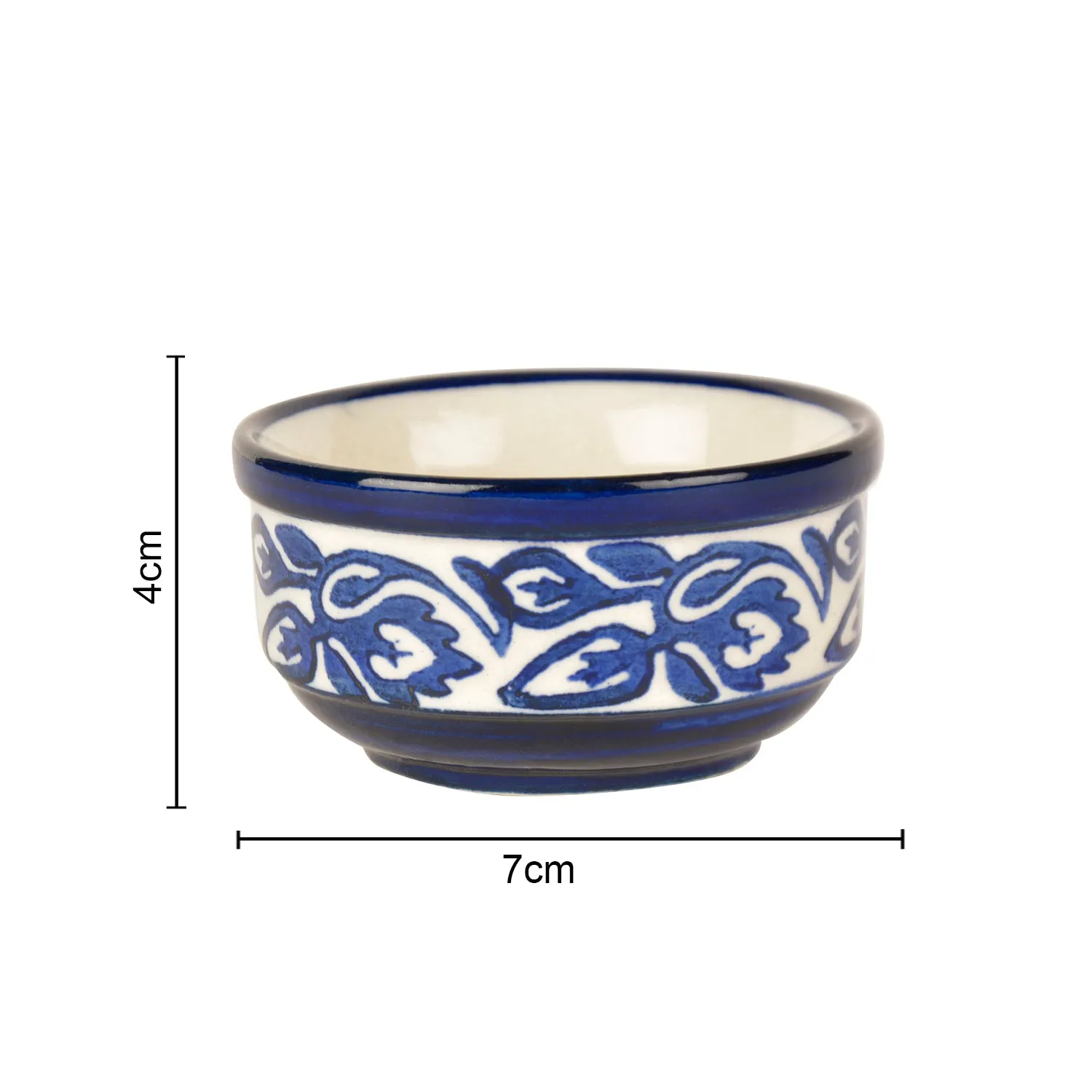 Handpainted Ceramic Serving Bowls (110 ml , Set of 4, Blue)