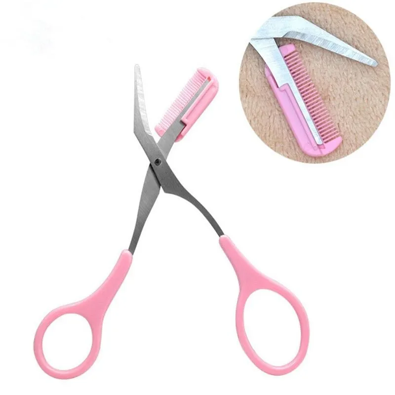 Handy Stainless Steel Eyebrow Comb and Trimmer Scissor