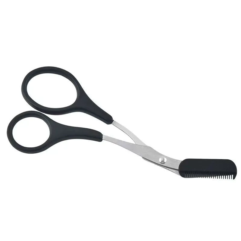 Handy Stainless Steel Eyebrow Comb and Trimmer Scissor