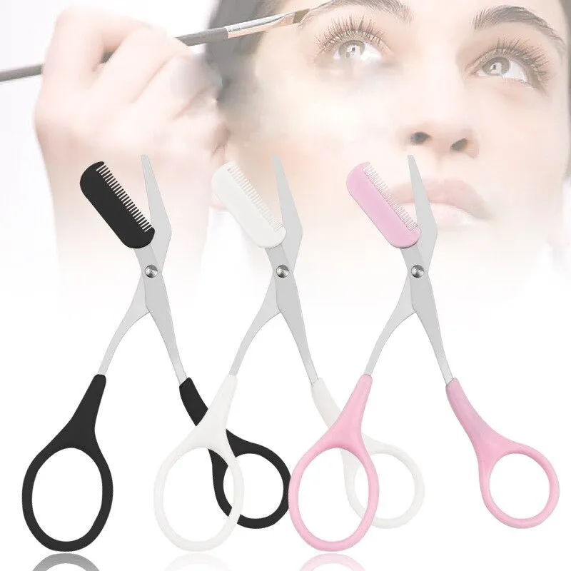 Handy Stainless Steel Eyebrow Comb and Trimmer Scissor