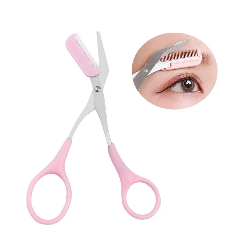 Handy Stainless Steel Eyebrow Comb and Trimmer Scissor