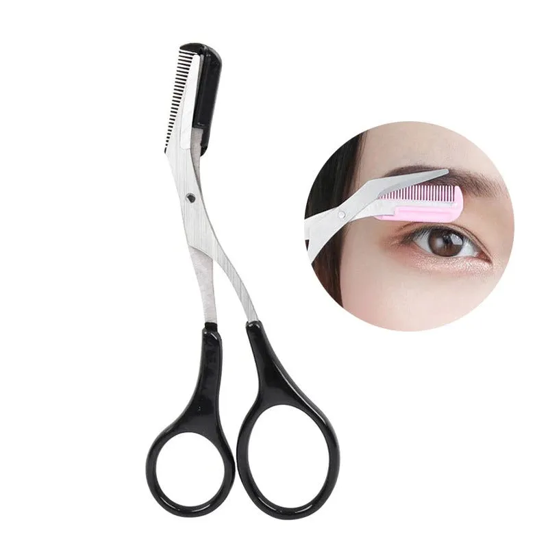 Handy Stainless Steel Eyebrow Comb and Trimmer Scissor