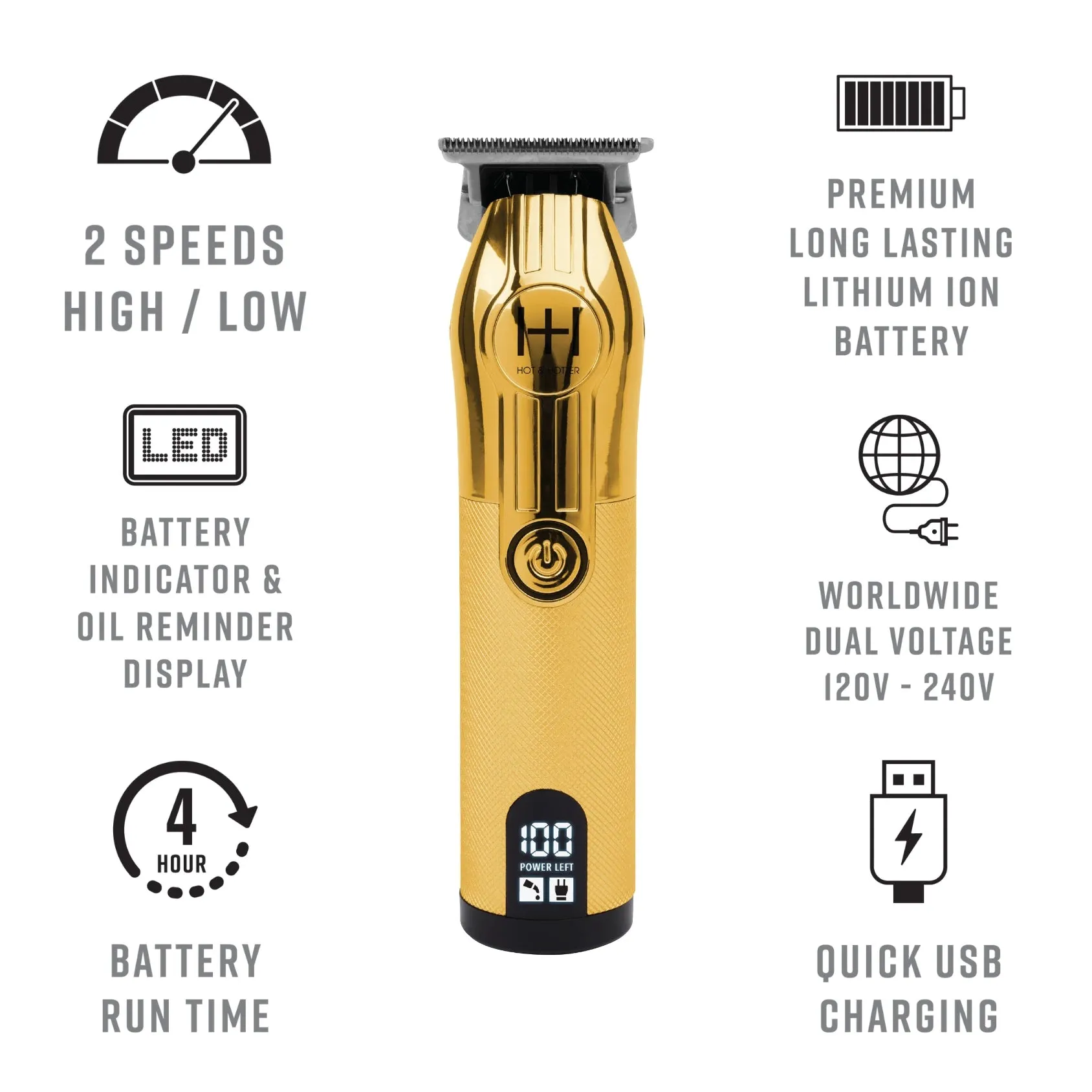 Hot & Hotter Cordless Lithium Outlining Trimmer Gold