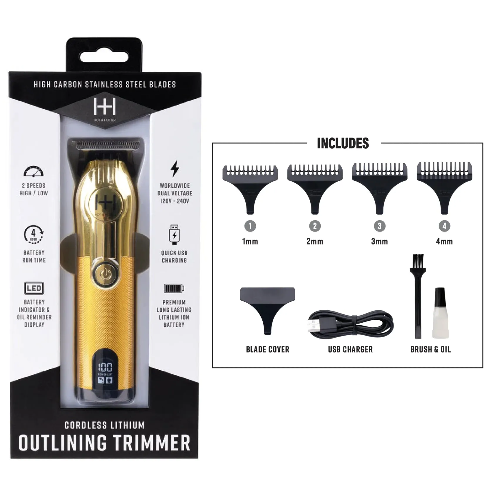 Hot & Hotter Cordless Lithium Outlining Trimmer Gold