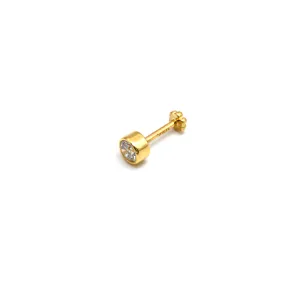 Real Gold Round Stone Nose Piercing With Screw lock 0010 NP1012