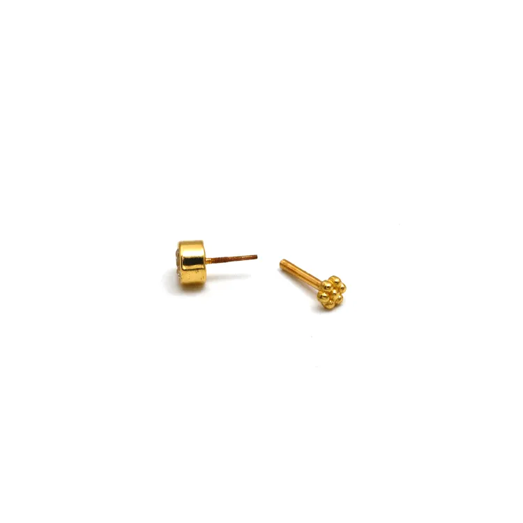 Real Gold Round Stone Nose Piercing With Screw lock 0010 NP1012