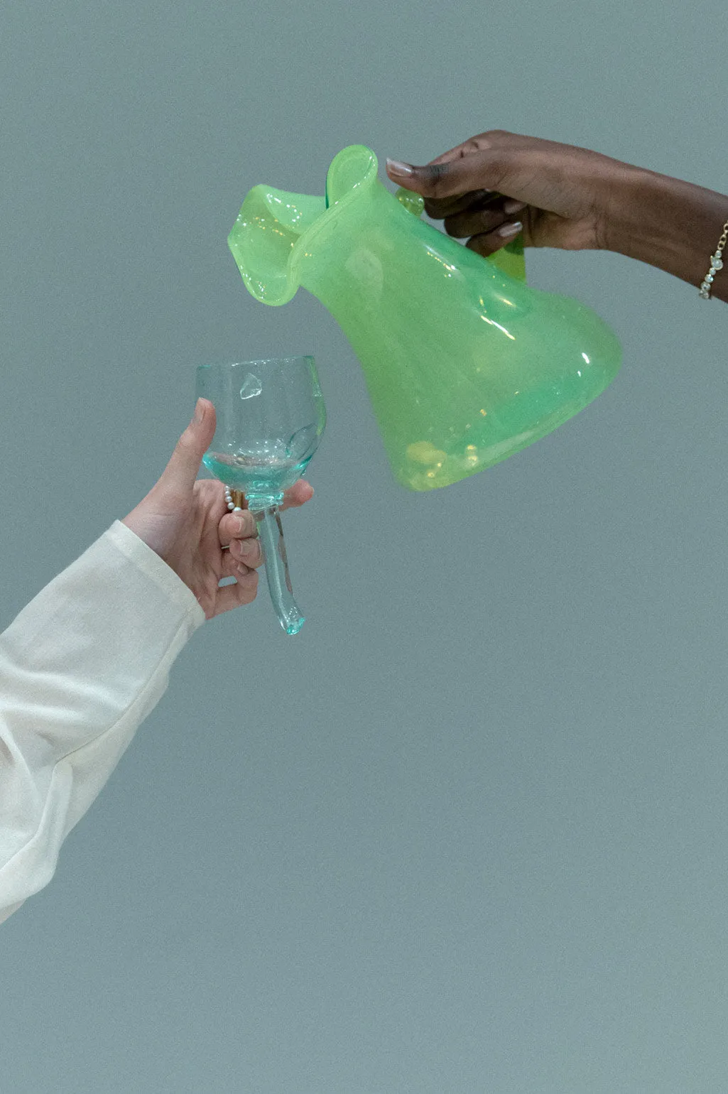 Thaw - Recycled Glass Jug in Acid Green