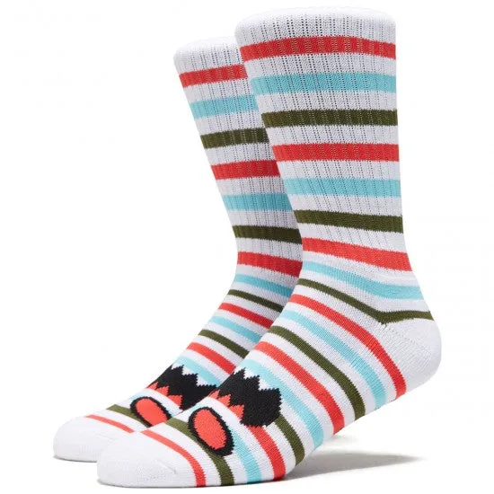 TOY MACHINE SOCKS MINI STRIPES CORAL