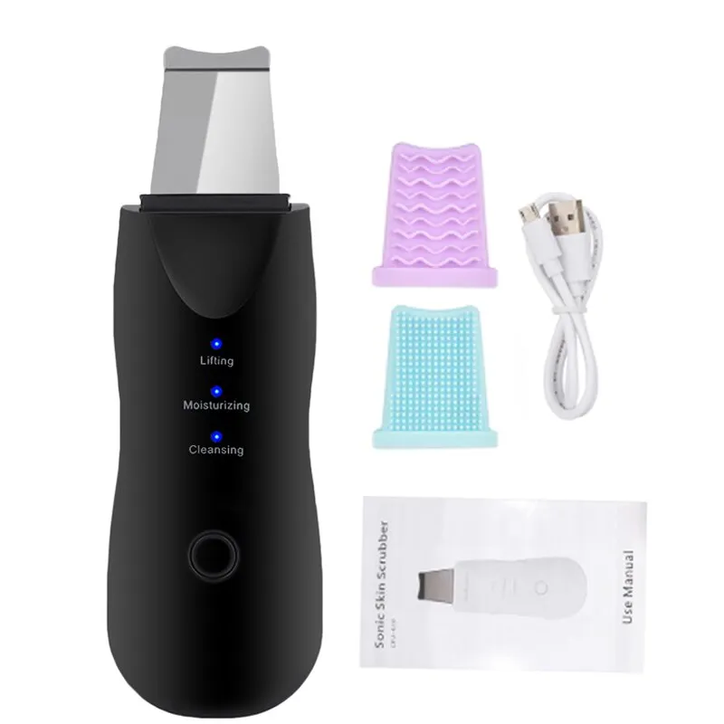 Ultrasonic Skin Scrubber Deep Cleaning Face Scrubber Vibrating Facial Cleansing Skin Spatula Peeling Beauty Instrument