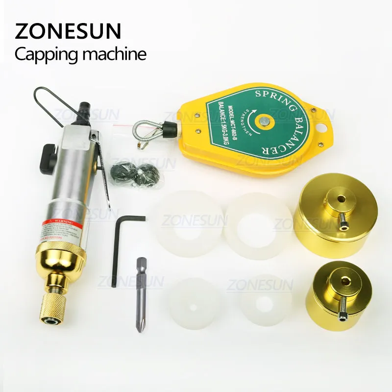 ZONESUN Pneumatic Bottle Capping Machine Hand Held Screwing Capping Machine Manual Capping Machine Bottle Capper Tool