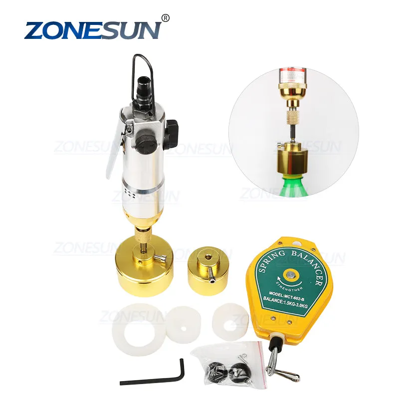 ZONESUN Pneumatic Bottle Capping Machine Hand Held Screwing Capping Machine Manual Capping Machine Bottle Capper Tool