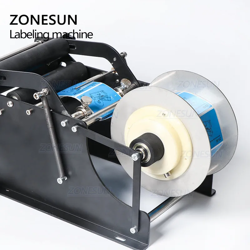 ZONESUN ZS-50P Manual Round Bottle Adhesive Sticker Label Applicator For PET Plastic Bottle Packing Labeling Machine