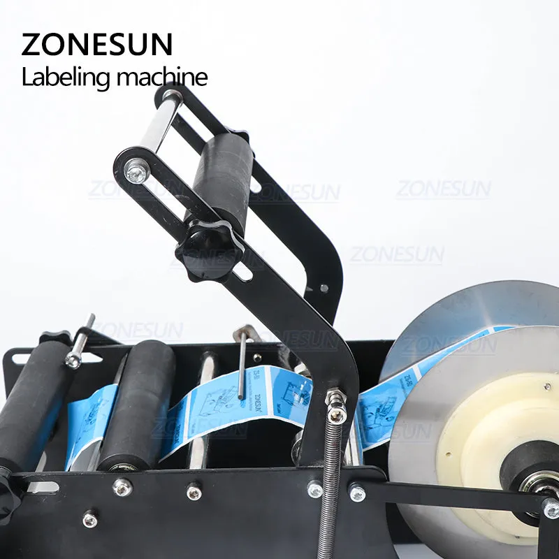 ZONESUN ZS-50P Manual Round Bottle Adhesive Sticker Label Applicator For PET Plastic Bottle Packing Labeling Machine