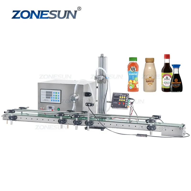 ZS-DTMP1D Magnetic Pump Essential Oil Small Care Solution Bottle Liquid Filling Machine With Conveyor