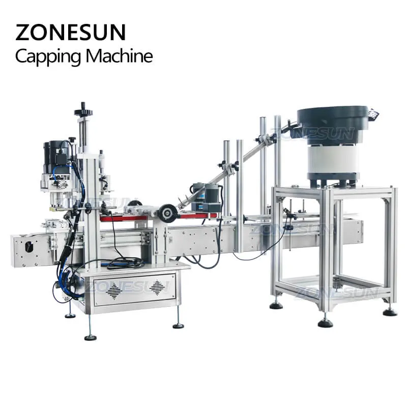 ZS-XG1870P Automatic Spray Bottle Benchtop  Capping Machine With Vibratory Bowl Sorter